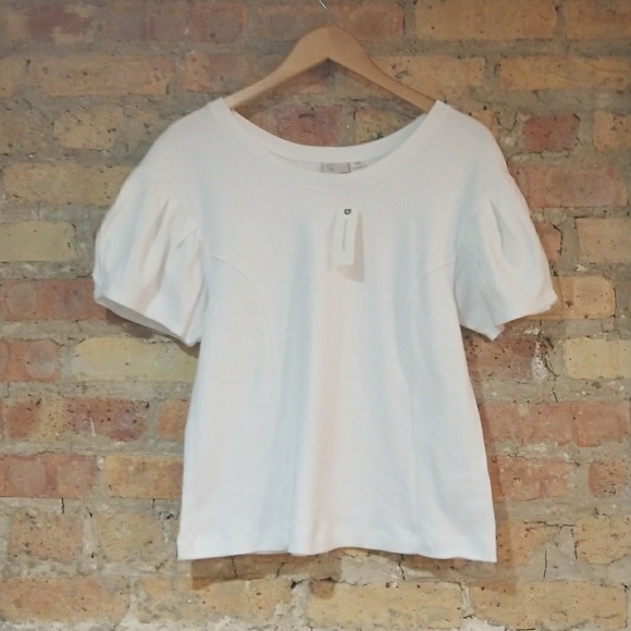 Anthropologie Postmark Women's White Puff Sleeve T-Shirt Size L Anthropologie Postmark Women's White Puff Sleeve T-Shirt Size L